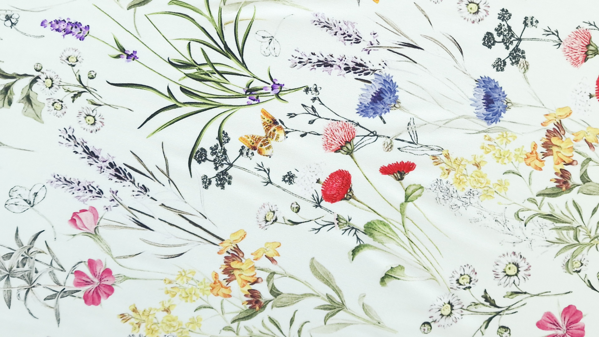 Satin din matase naturala cu elastan Wild Flowers OSR1672 - imagine 3