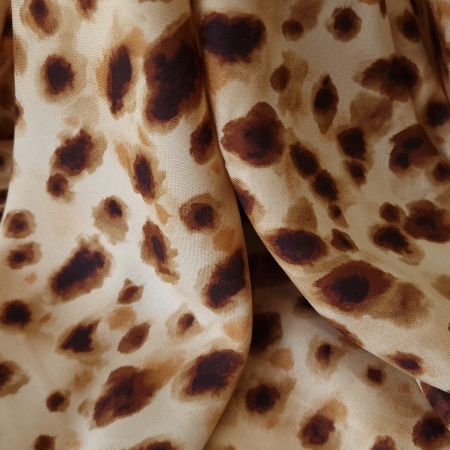 Cheetah printed viscose stretch satin