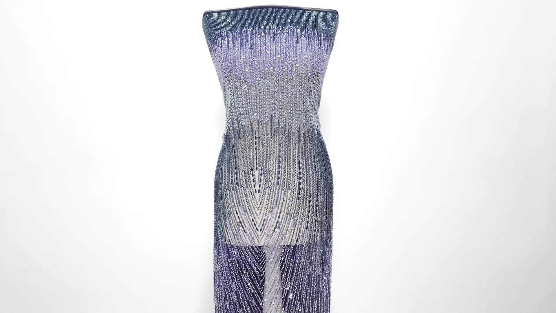 Dantela pe tulle bleumarin accesorizata multicolor - imagine 3