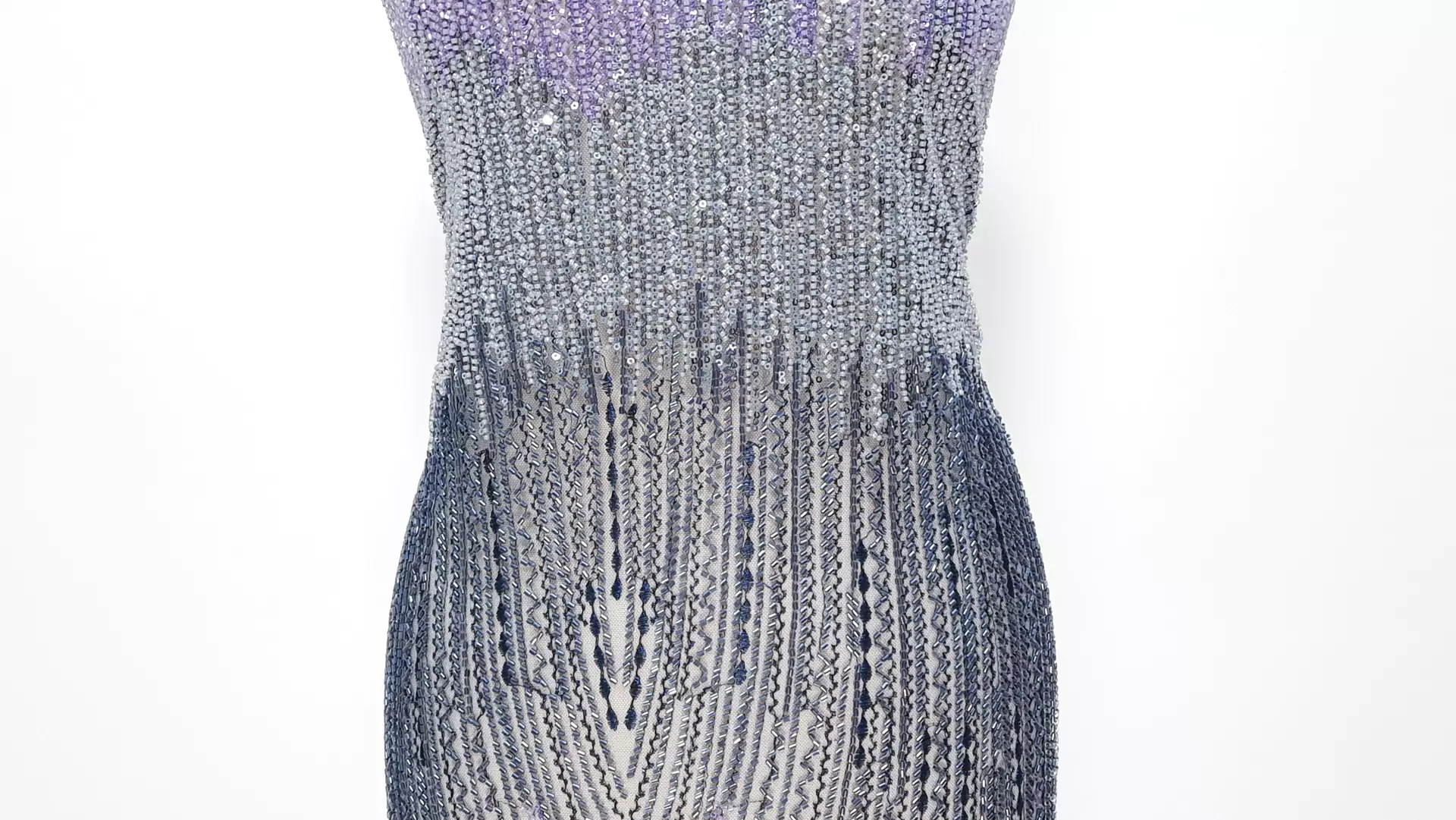 Dantela pe tulle bleumarin accesorizata multicolor - imagine 5