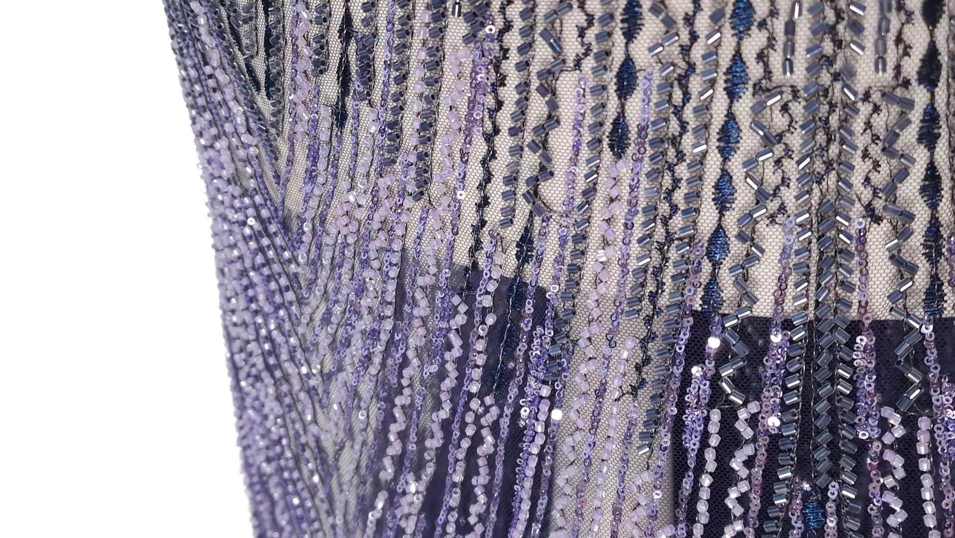 Dantela pe tulle bleumarin accesorizata multicolor - imagine 9