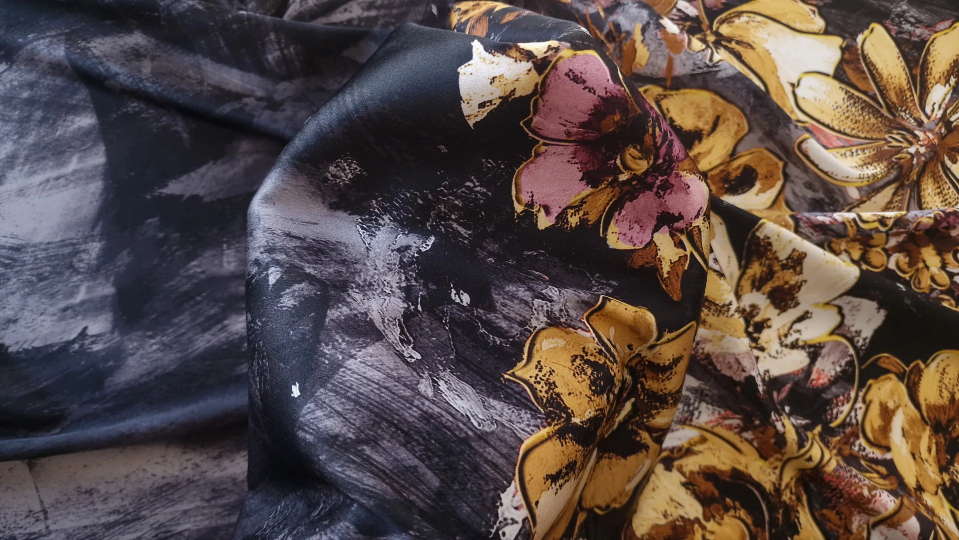 Matase naturala satinata dark picasso - imagine 3