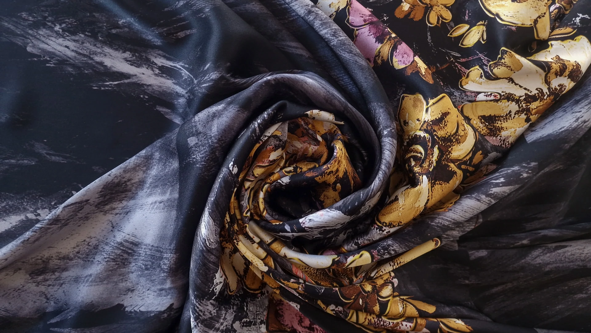 Matase naturala satinata dark picasso - imagine 5