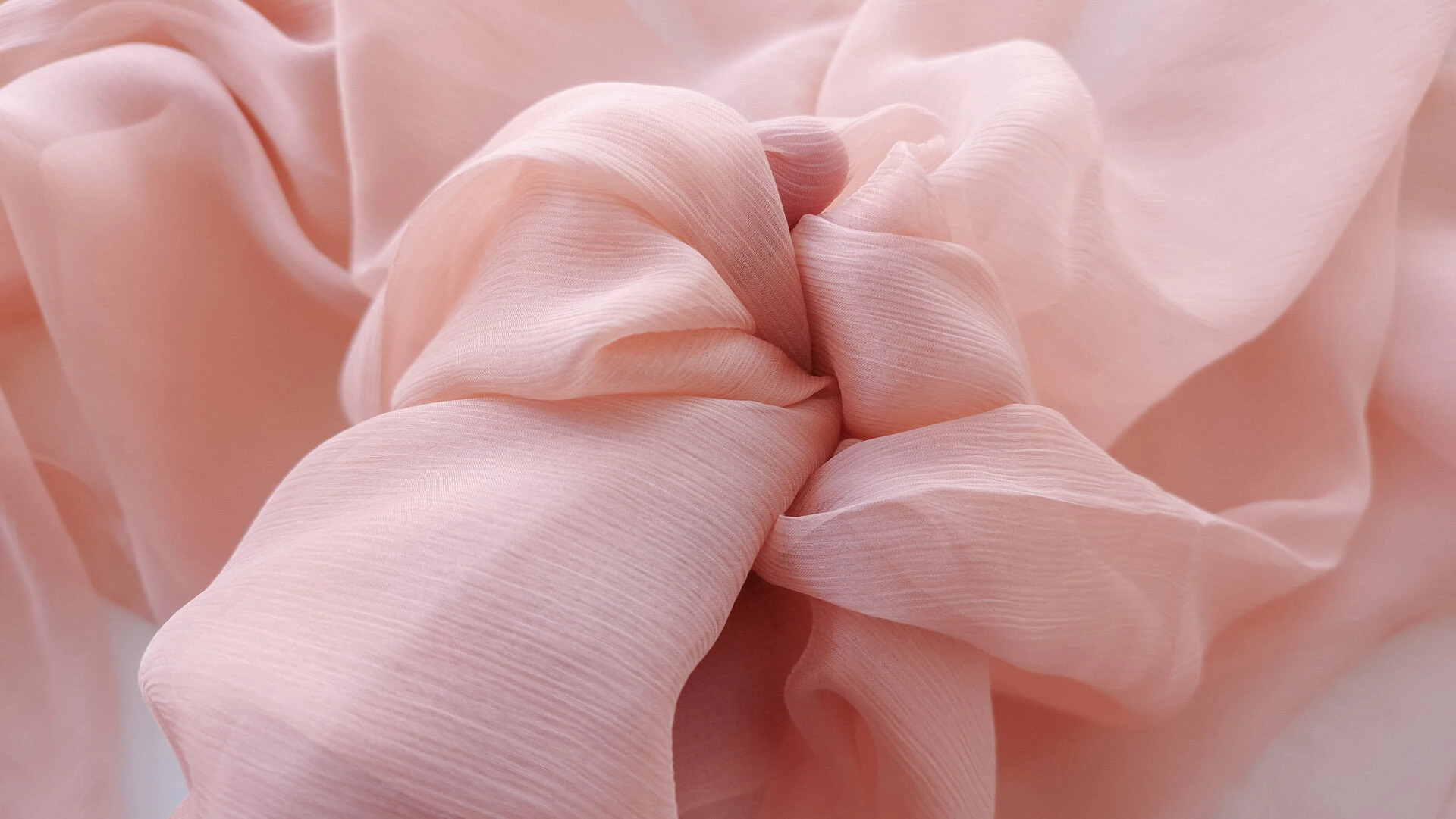 Voal creponat peach rose Muselina din matase naturala - imagine 3