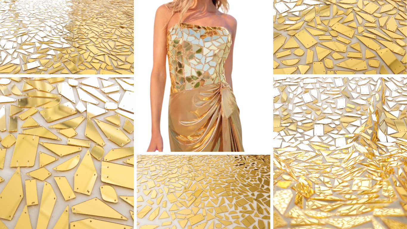 Broderie couture accesorizata cu oglinzi gold