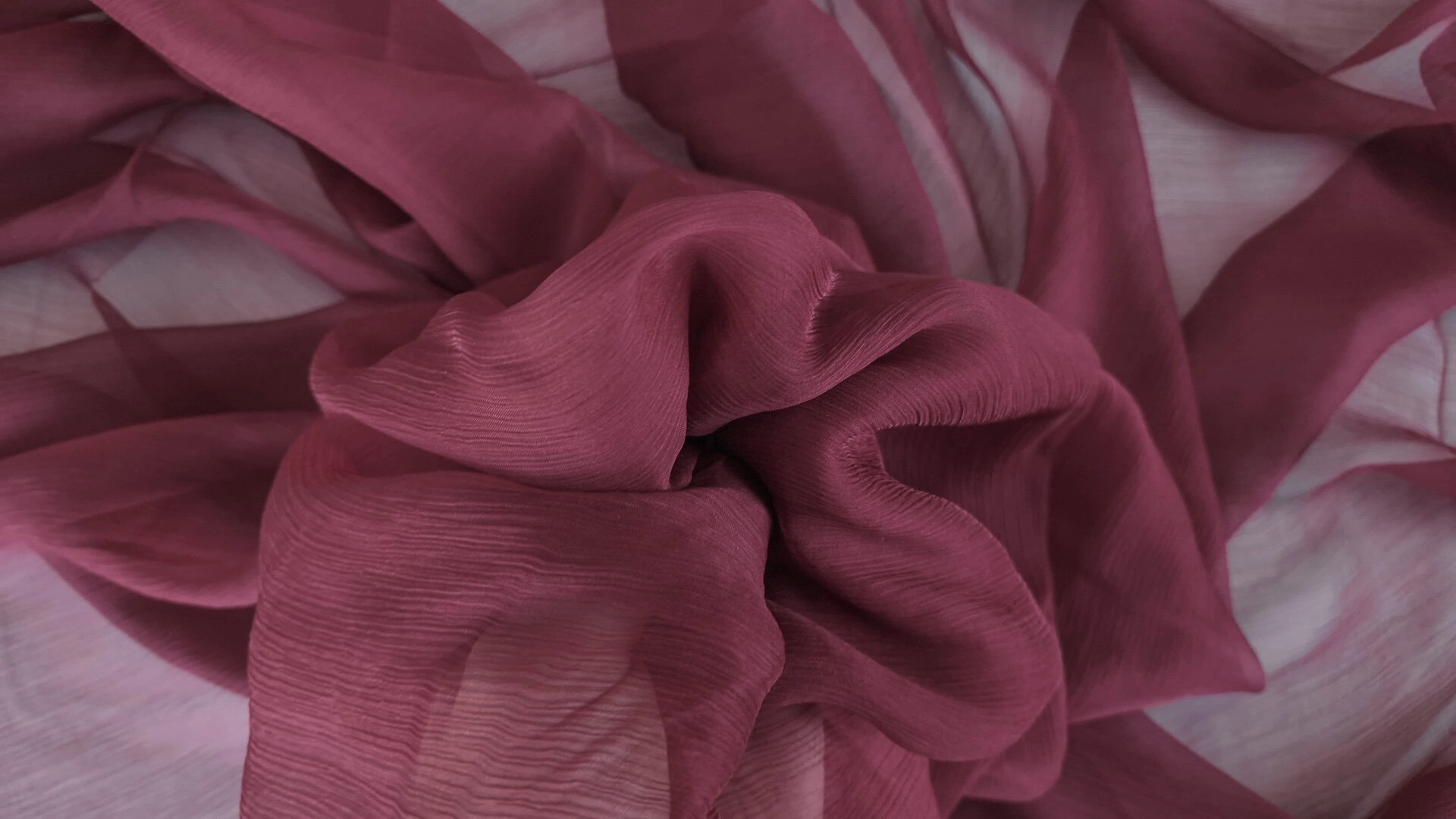 Voal creponat grena intens Muselina din matase naturala - imagine 5