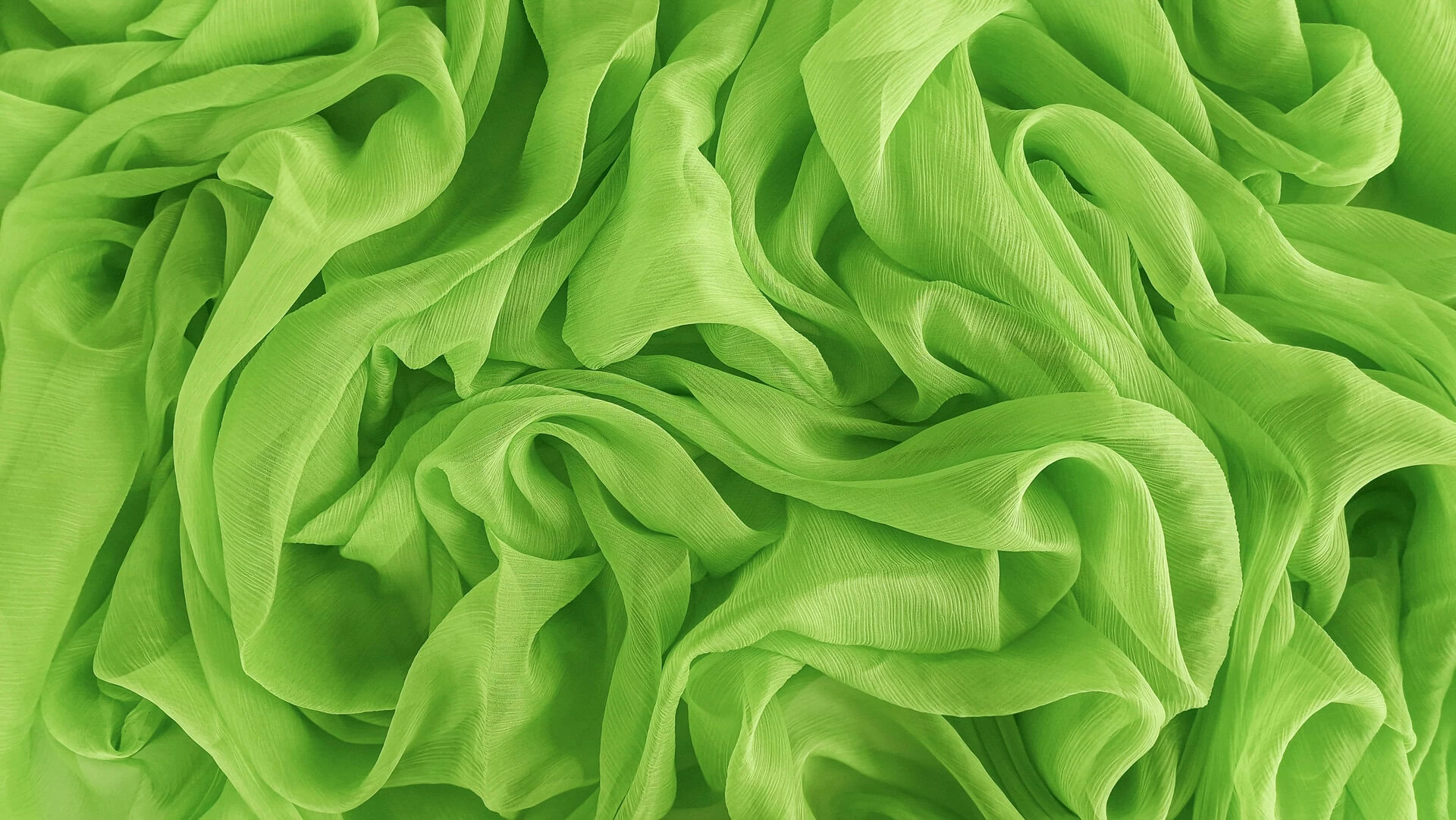 Voal creponat leaf green Muselina din matase naturala - imagine 6