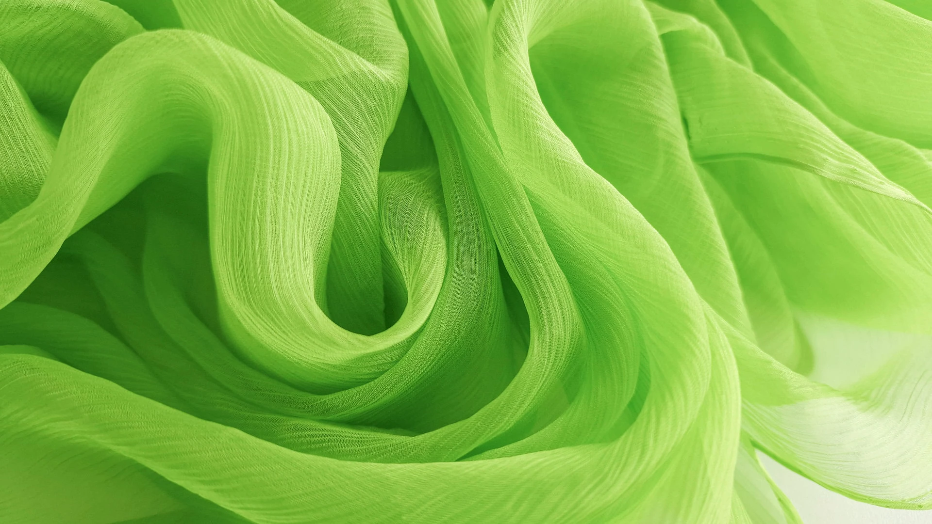 Voal creponat leaf green Muselina din matase naturala - imagine 4