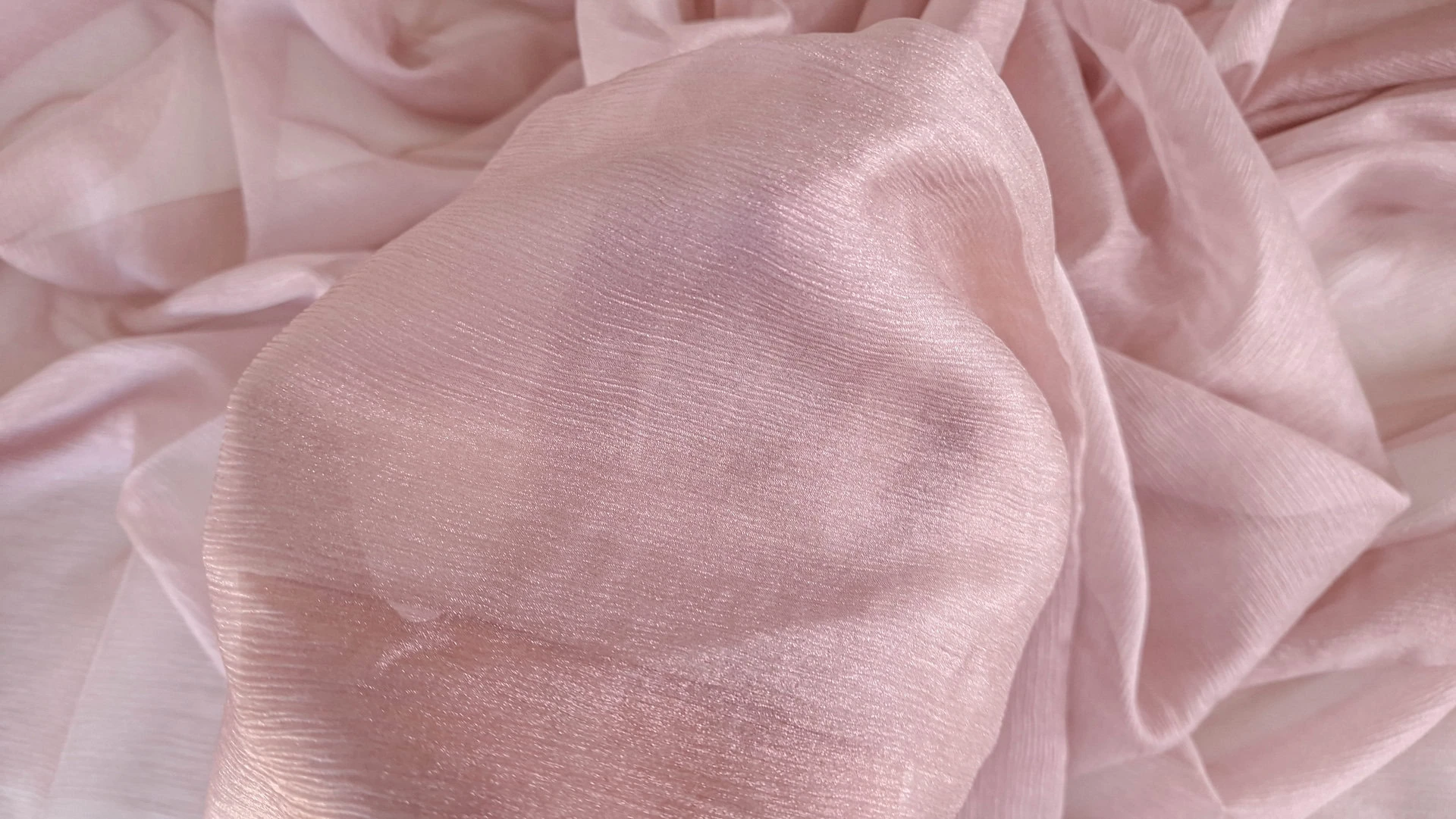 Voal creponat peliculizat dust rose Muselina din matase naturala - imagine 4