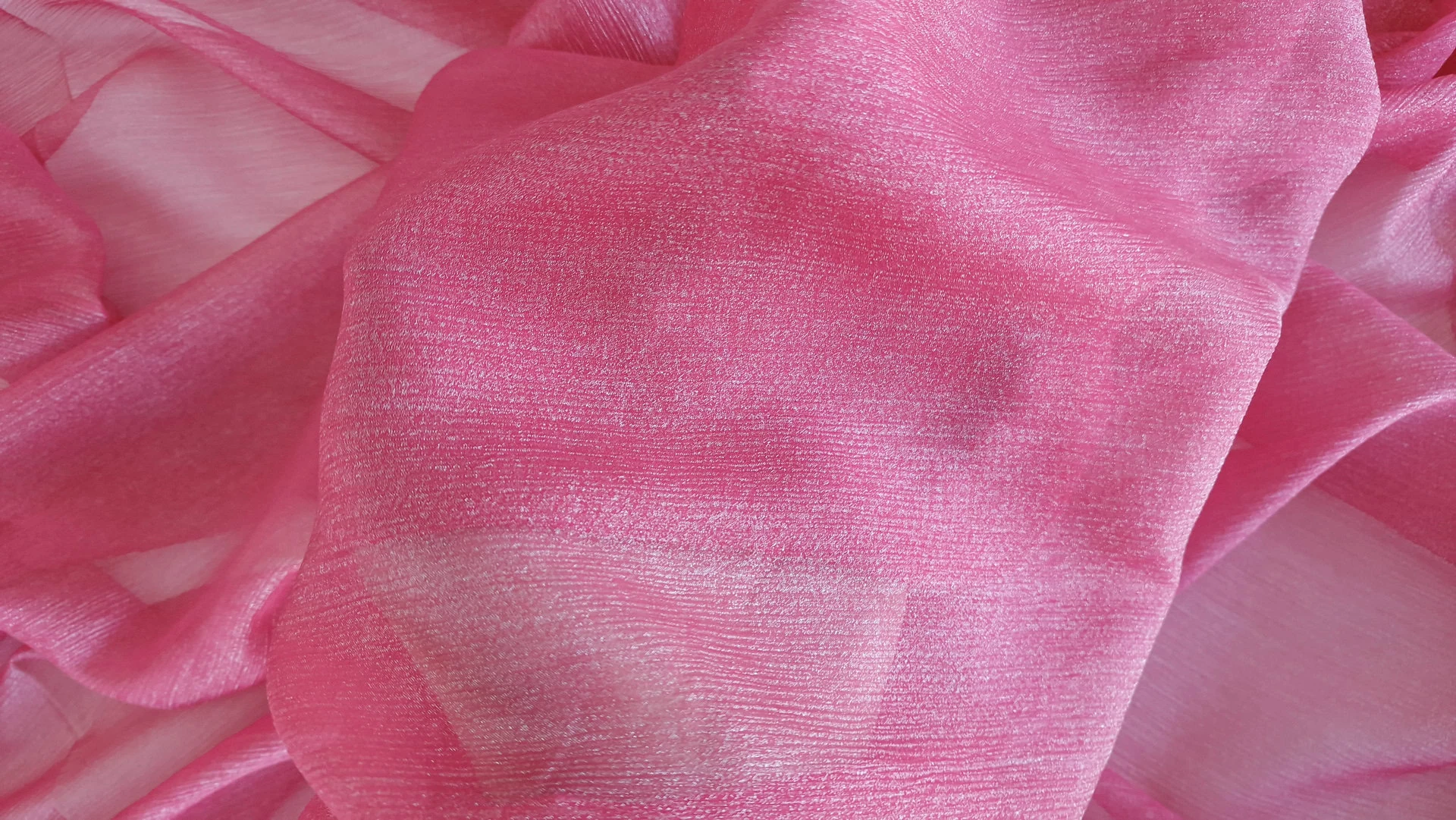 Voal creponat peliculizat trandafiriu Muselina din matase naturala - imagine 4