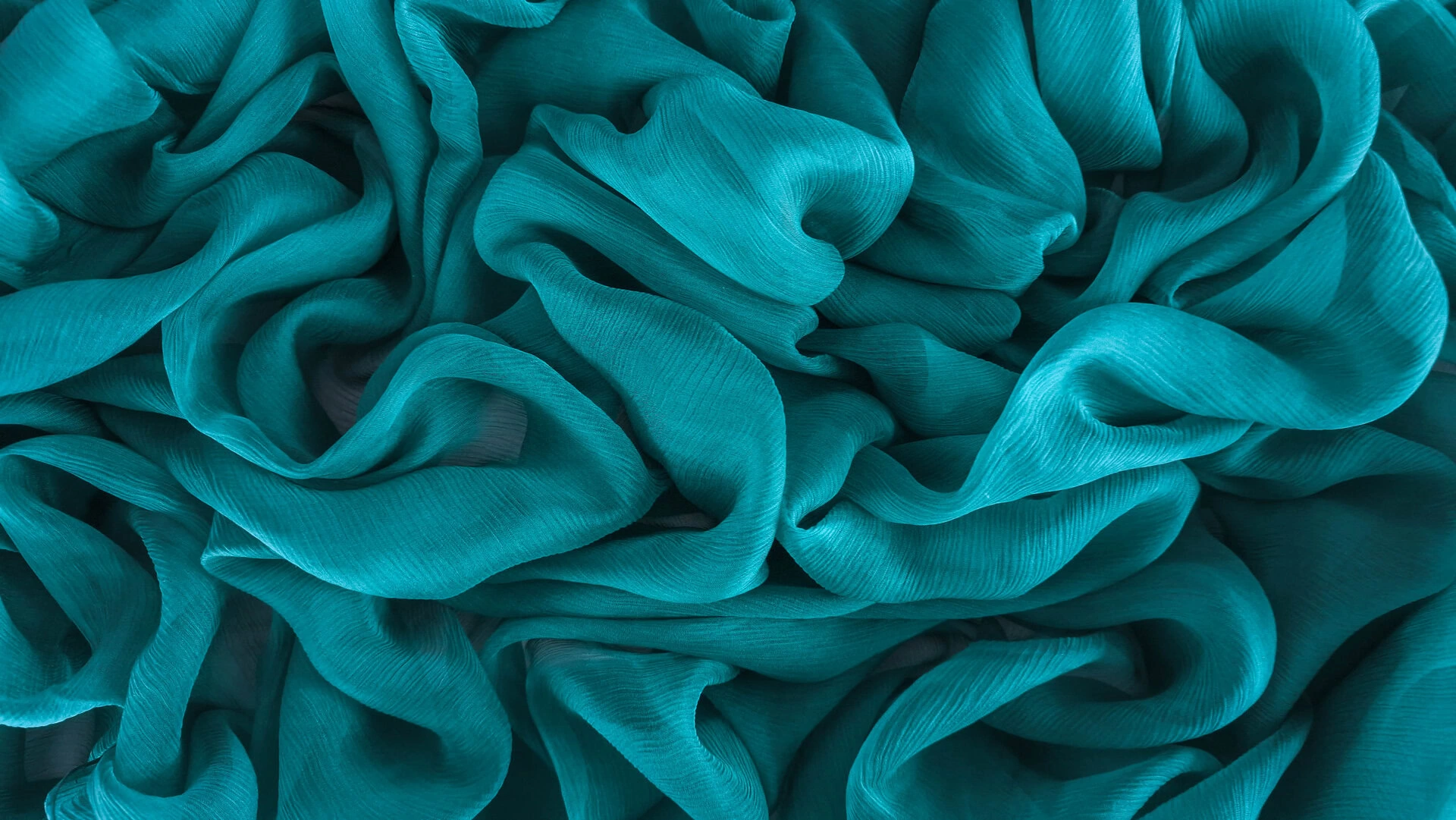 Voal creponat turquoise intens Muselina din matase naturala - imagine 3