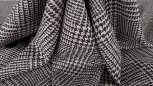 Stofa pentru palton houndstooth din lana usor elastica