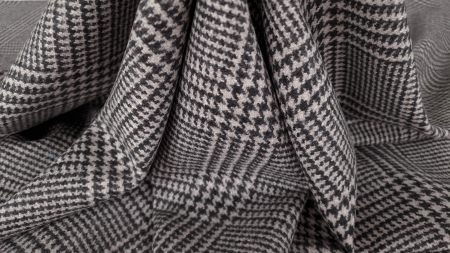 Stofa pentru palton houndstooth din lana usor elastica