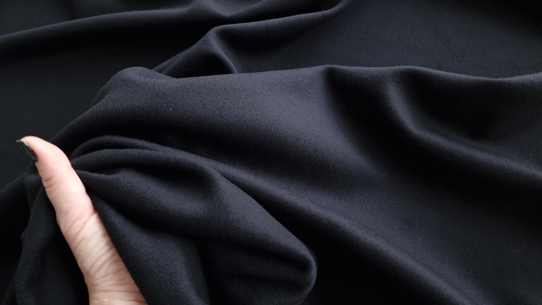 Stofa neagra pentru palton lana si casmir - imagine 7