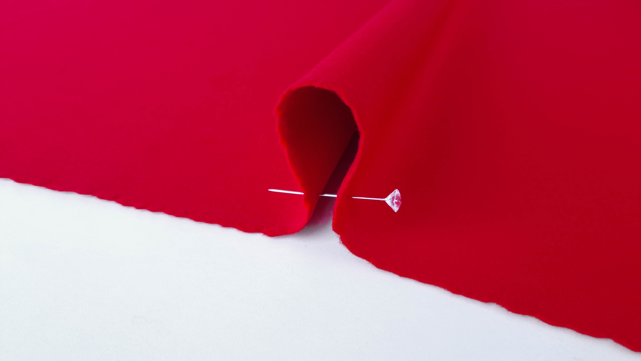 Stofa rosie din casmir si lana - imagine 2