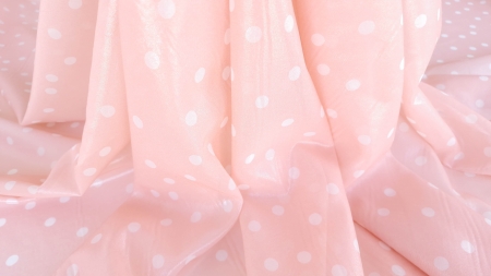 Peach plated silk with ivory polka dots