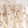 Shell ivory plated silk with brown polka dots