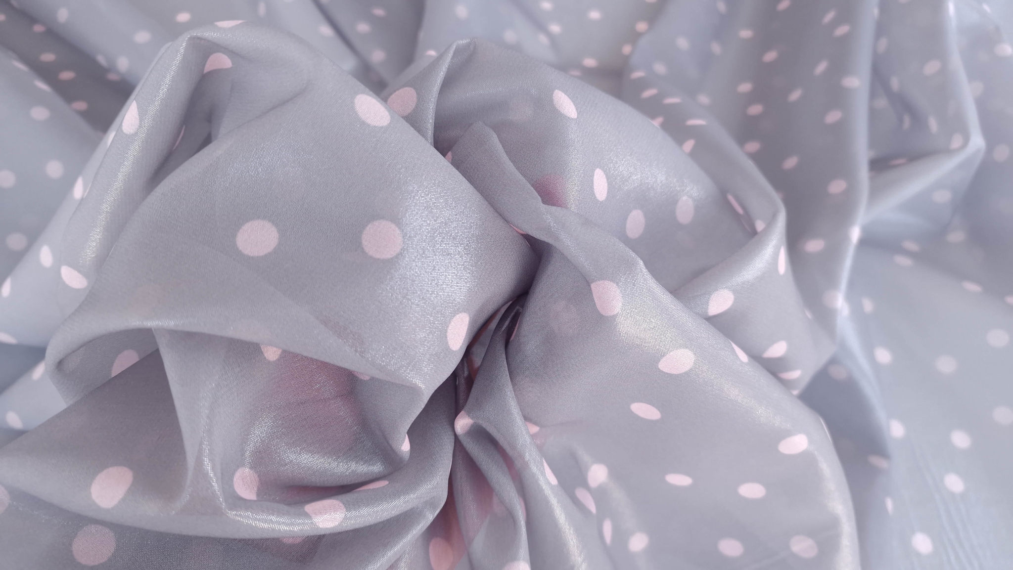 Voal din matase naturala peliculizat gri argintiu - imagine 4