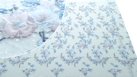 Broderie 3d blue accesorizata manual