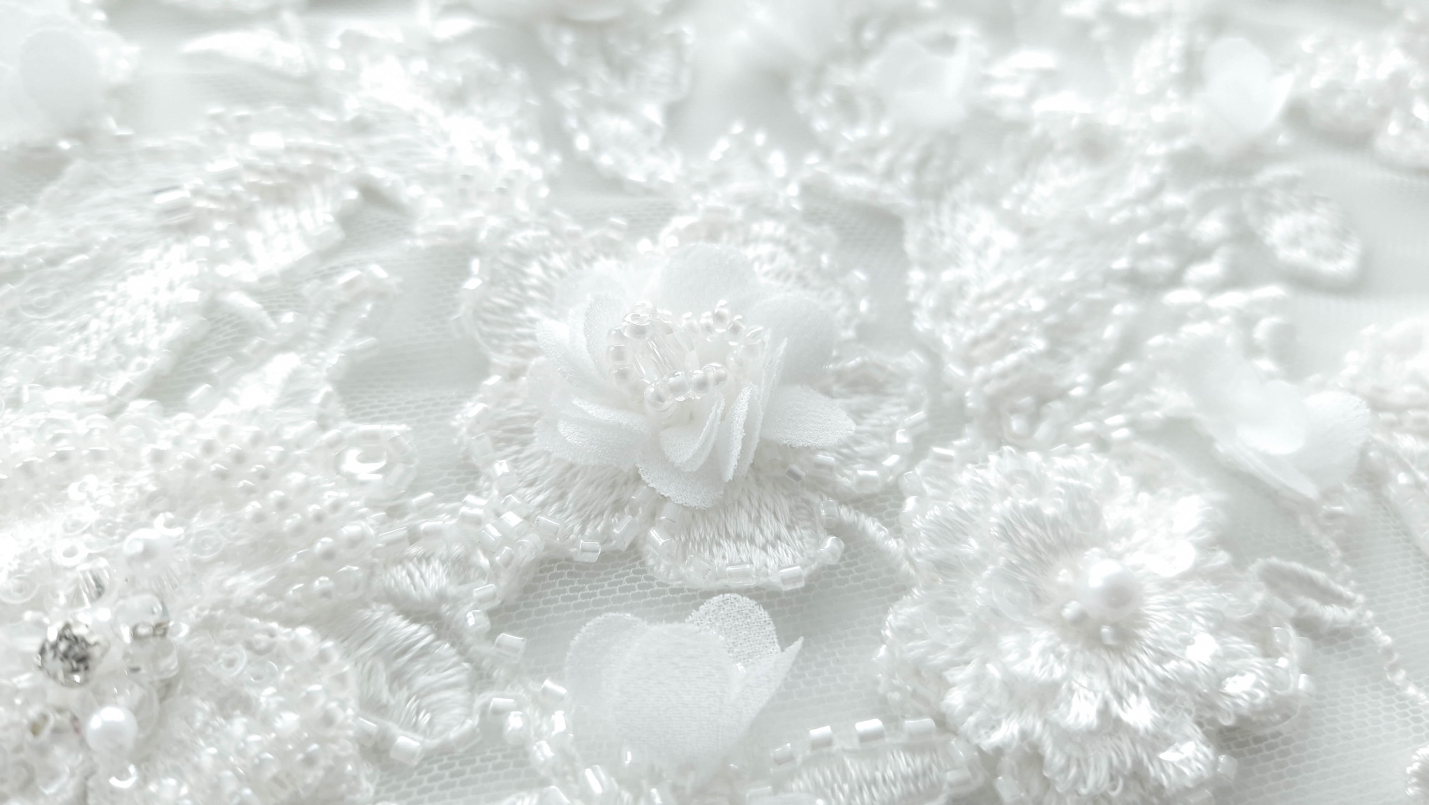 Broderie couture ivory cu flori 3D - imagine 11