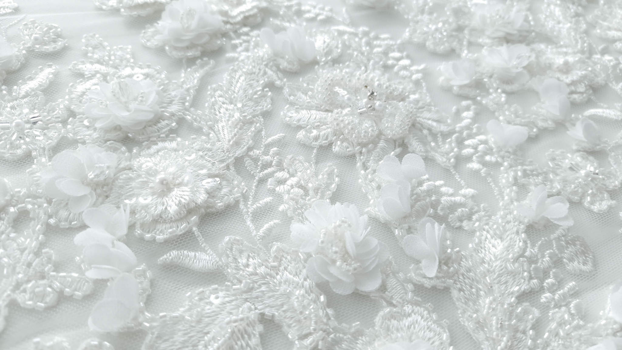 Broderie couture ivory cu flori 3D - imagine 9