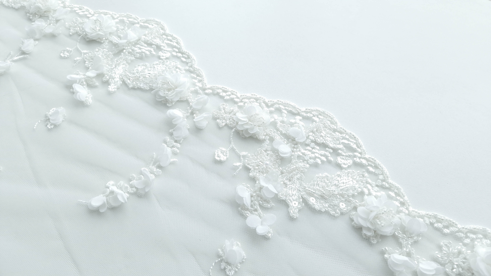 Broderie couture ivory cu flori 3D - imagine 12