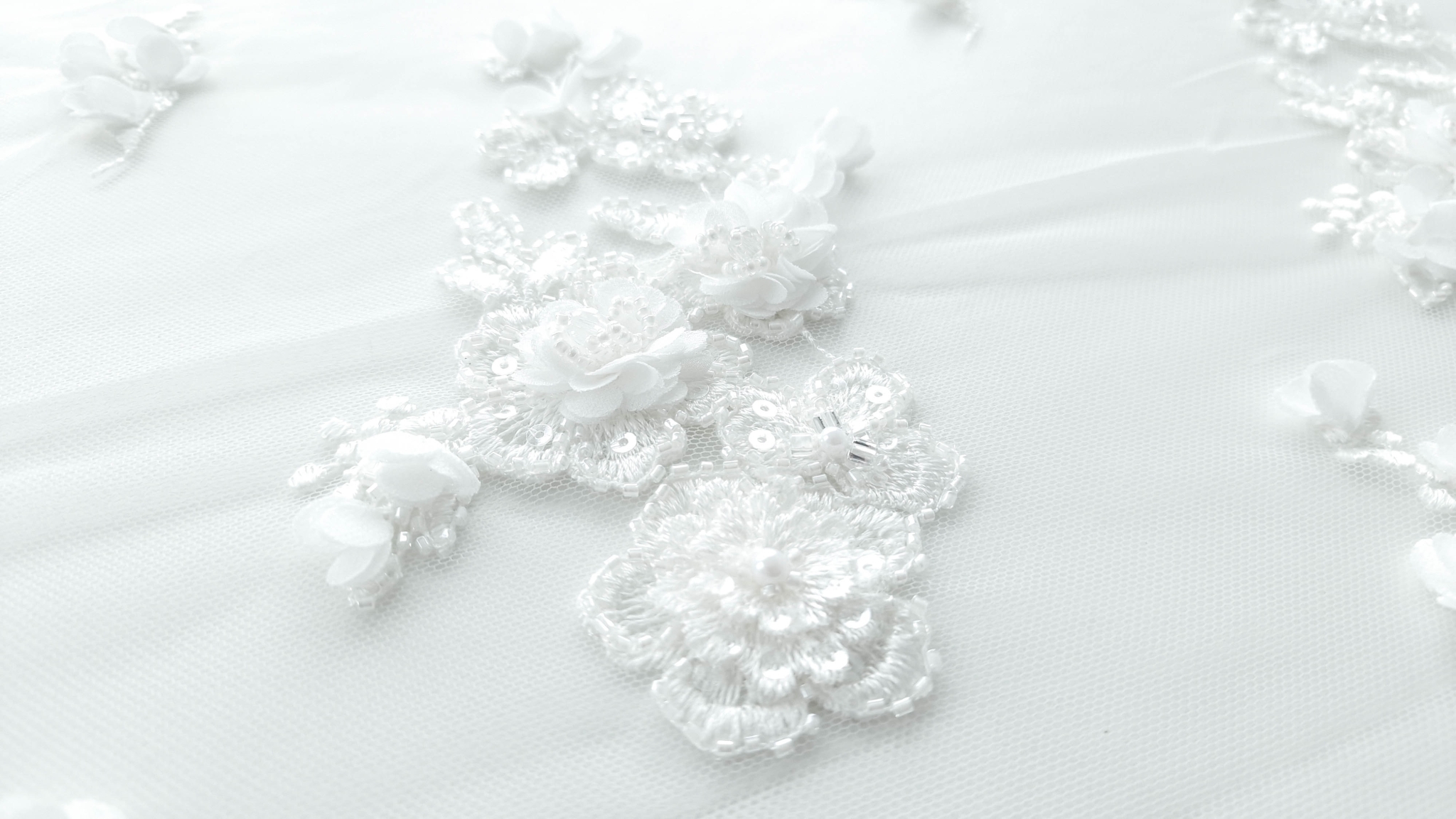 Broderie couture ivory cu flori 3D - imagine 13