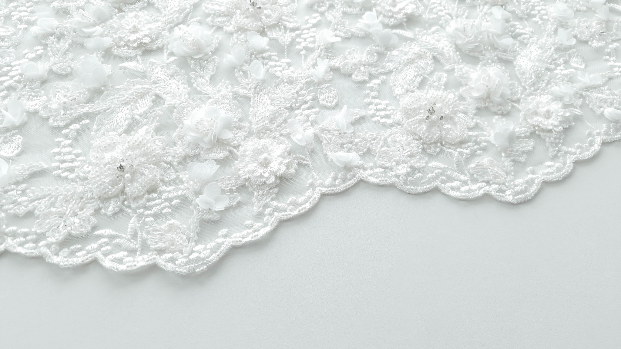 Broderie couture ivory cu flori 3D - imagine 7