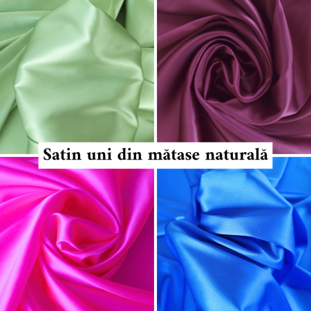 Satin din matase naturala uni