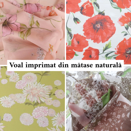 Voal imprimat matase naturala