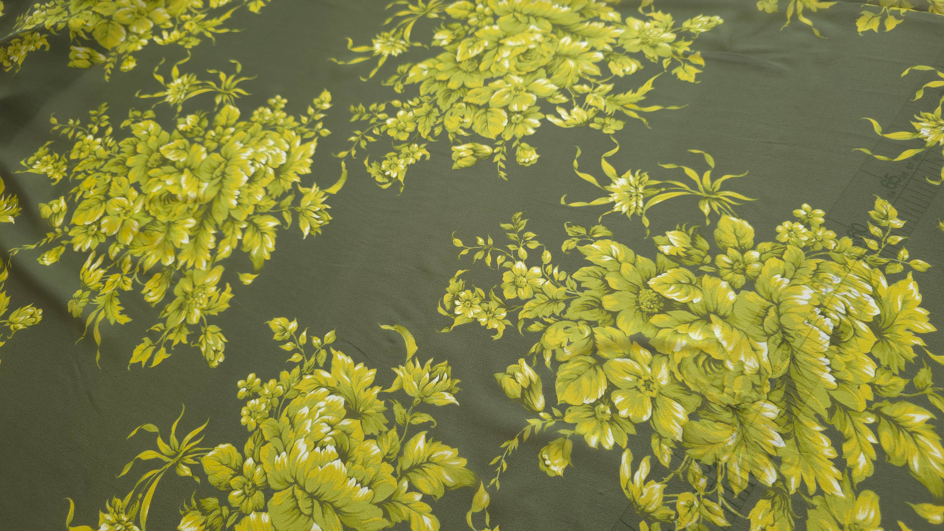 Voal Georgette din matase naturala Botanical Lime evelin textile (1)