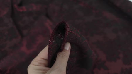 brocard floral burgundy pe fond negru evelin textile (5)