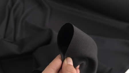 Stofă neagră gabardine premium din lână și cașmir evelin textile (5)