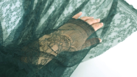 dantela frantuzeasca matase naturala dark green metraj