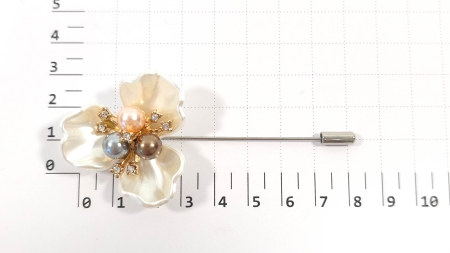 brosa decorativa floare ivoire cu perle multicolore evelin textile (1)