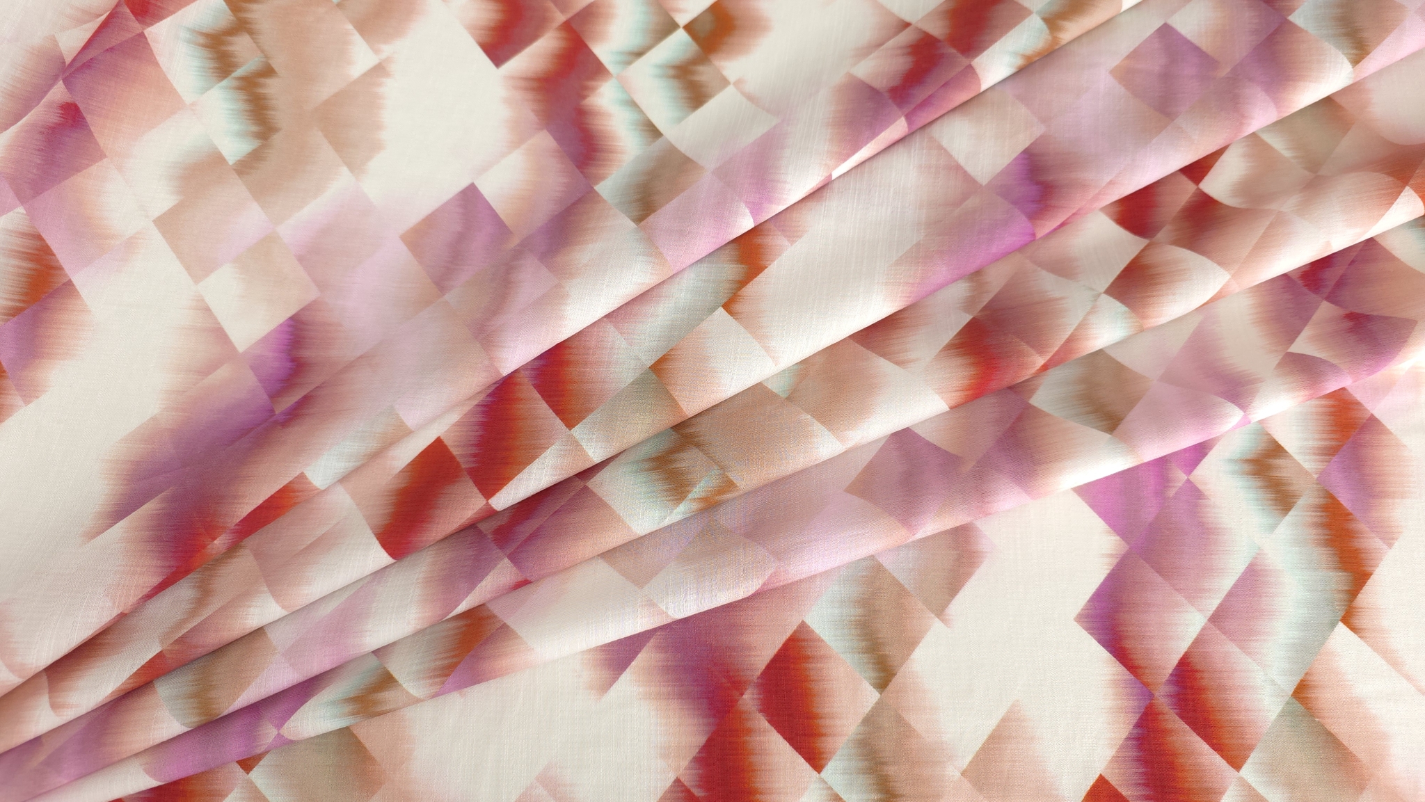 Falduri naturale ale țesăturii vascoza cu imprimeu geometric digital 3D