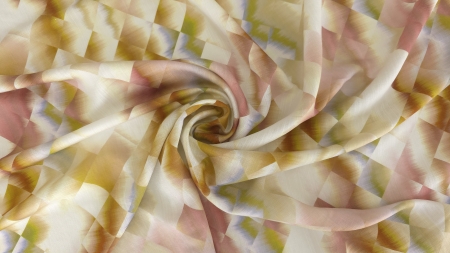 Falduri răsucite în spirală din vascoza imprimata digital geometric galben ocru