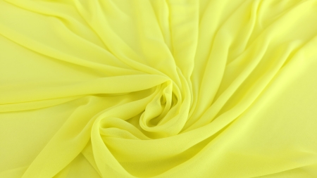 Georgette galben lime pentru rochii răsucit în spirală centrală cu cute radiale
