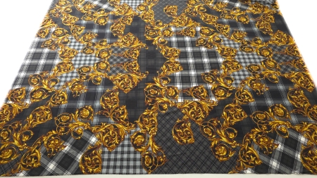 Jerseu subțire bumbac cu imprimeu multicolor pe fond deschis, vedere de ansamblu