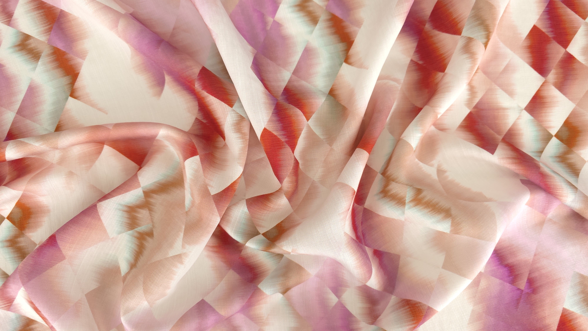 Plan apropiat al motivului geometric roz roșu mov pe fond crem