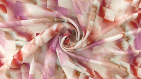 Vascoza imprimata digital geometric multicolor răsucită în spirală cu falduri moi