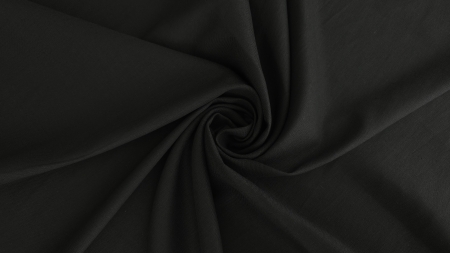 Țesătură din in negru cu elastan, spirala și suprafață mată uniformă