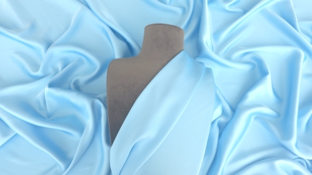 Valentino baby blue matase dubla satinata cu elastan drapat pe bust manechin falduri ample