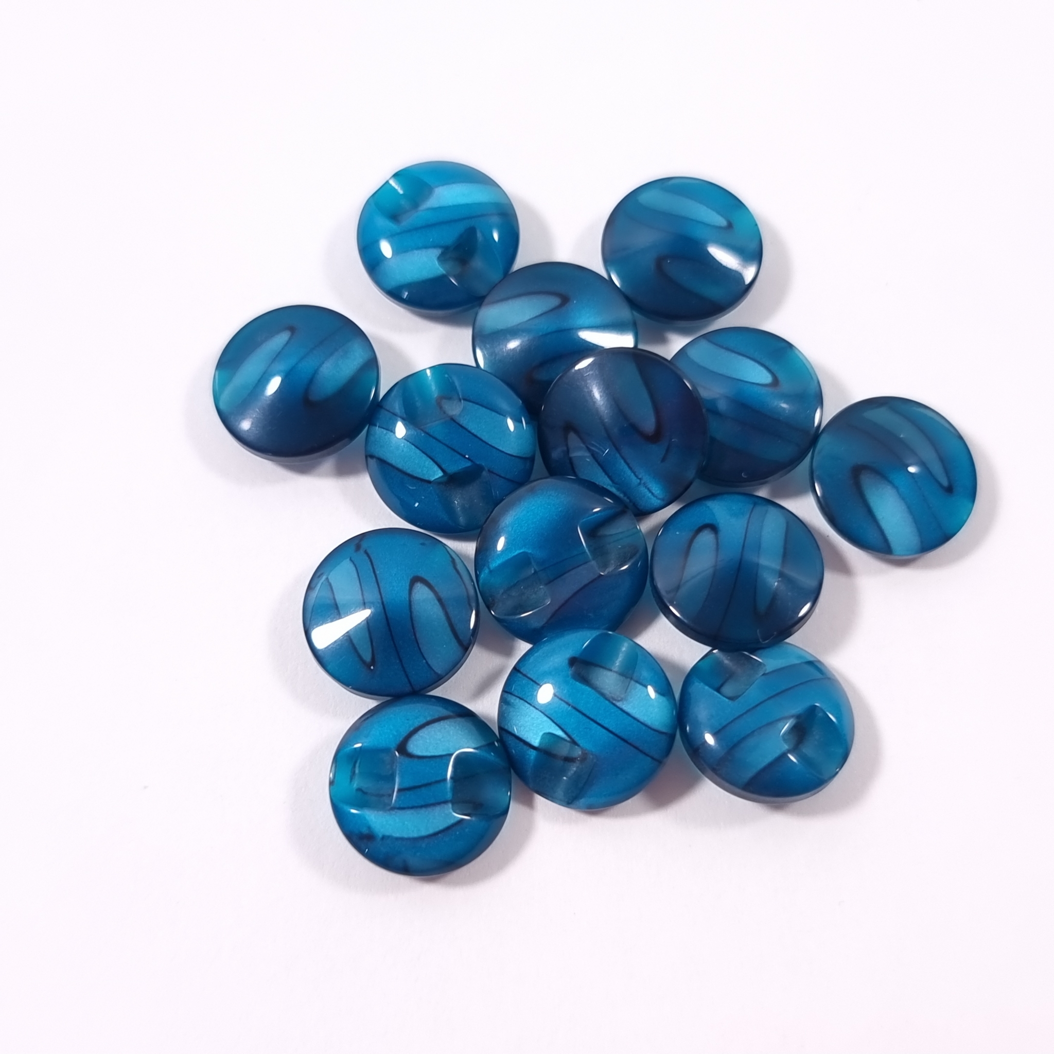 Nasturi tip bijuterie bombați PCS028, culoare albastru translucid, Ø12mm