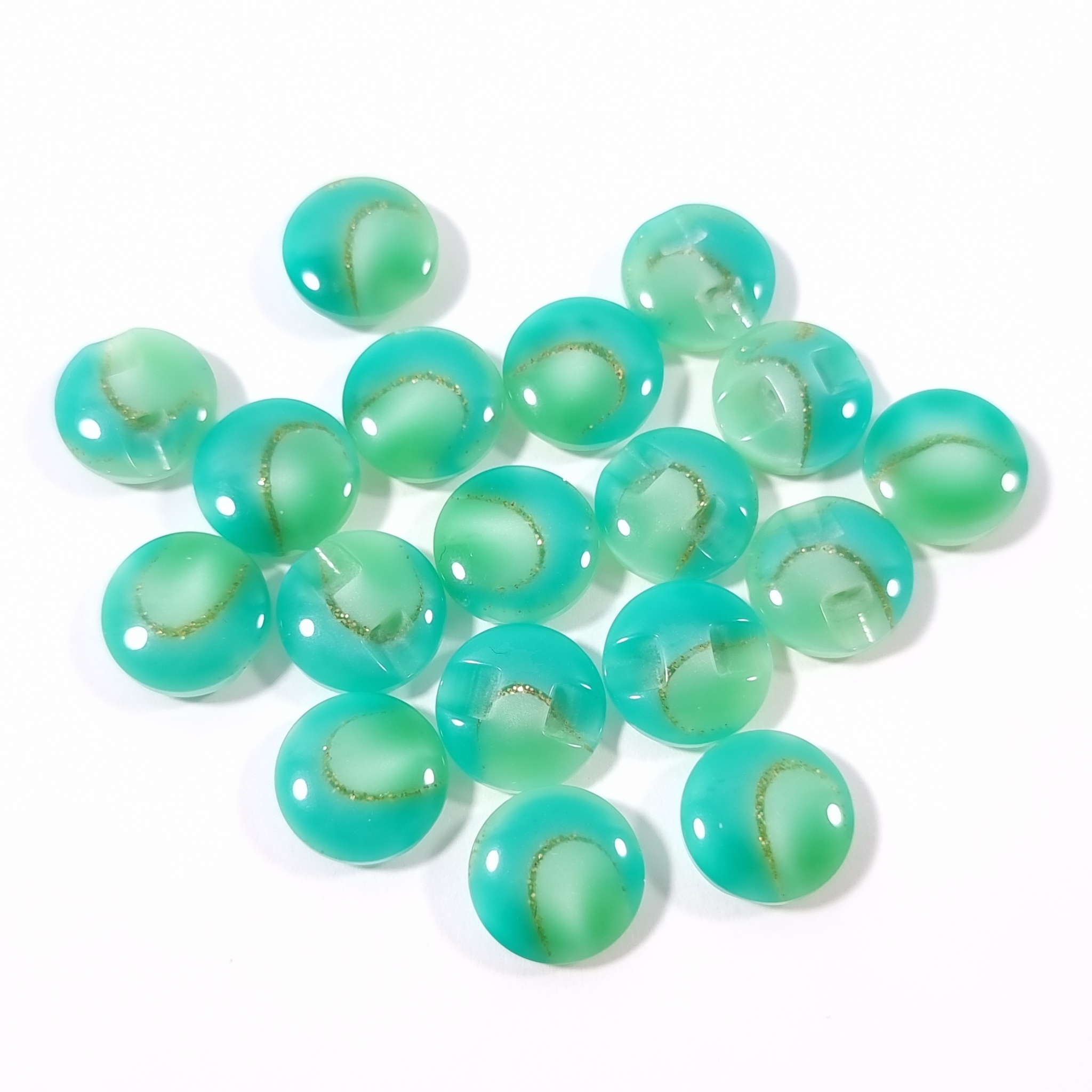 Nasturi verde turcoaz din rășină cu luciu interior, 12mm