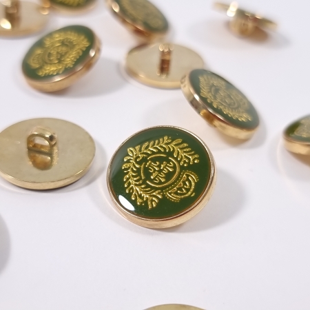 Nasturi verde cu ramuri aurii PCS021, fond verde lucios, Ø20mm