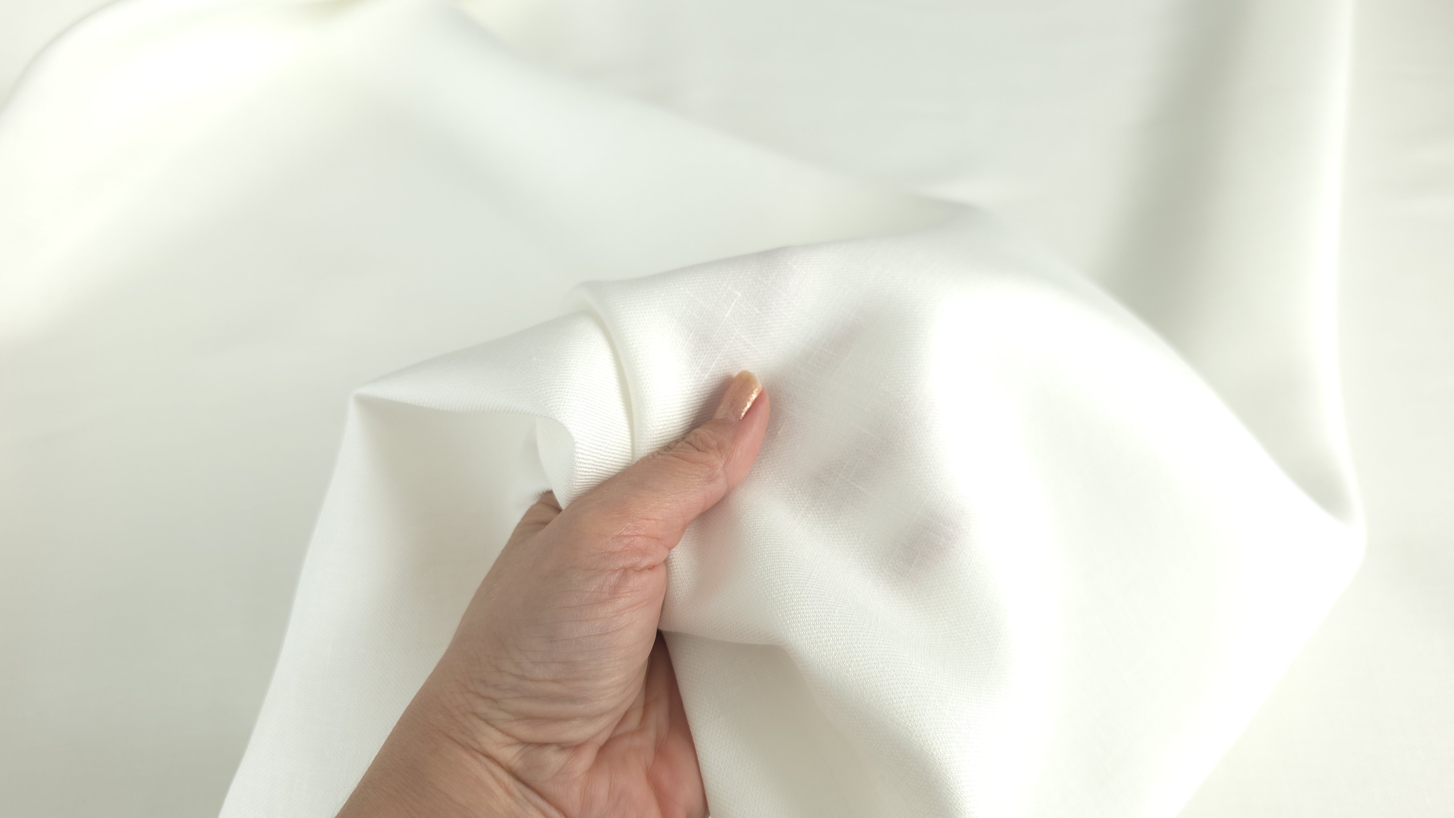 tesatura din in ivory cu elastan vedere generala nuanta alb lapte