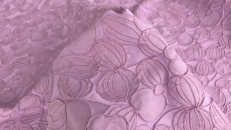 Brocard lila elastic cu aspect 3d și motive florale în relief