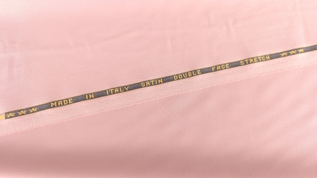 Margine tesatura roz pudra cu selvedge Made in Italy Satin Double Face Stretch