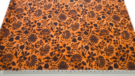 Matase naturala cu imprimeu floral portocaliu cod PCS136 EV61A